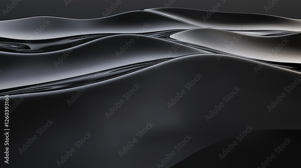 Obraz premium Abstract black background with a wave-like pattern. the wave appears to be made up of multiple wavy lines that create a sense of movement and depth.