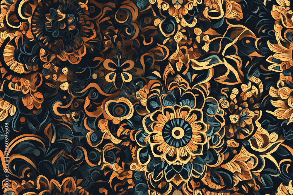 Complex pattern with mandalas and oriental ornaments in rich colors, textures, patterns Complex pattern with mandalas and oriental ornaments in rich colors, textures, patterns