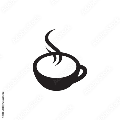 Espresso icon template, Strong coffee in espresso cup and smoke. vector illustration