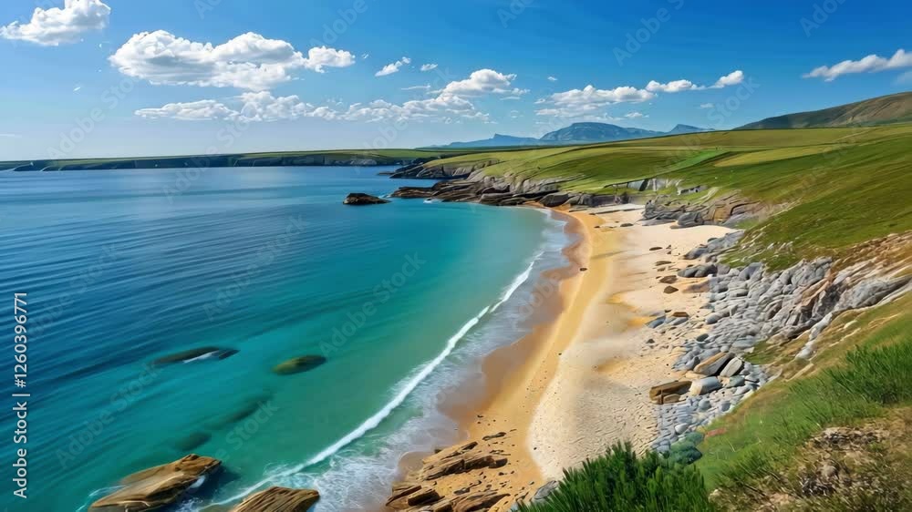 Stunning beach view showcasing clear waters and rocky coastline Stunning beach view showcasing clear waters and rocky coastline