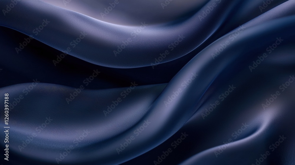Obraz premium Close-up of a dark blue fabric with a smooth and elegant texture. the fabric appears to be made of a silky or satin-like material, with a subtle sheen that catches the light.