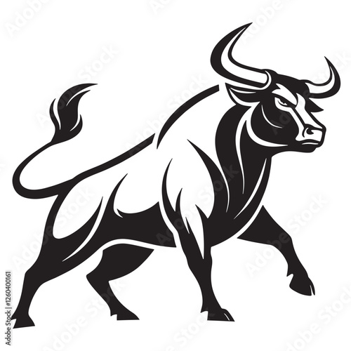 black and white bull icon