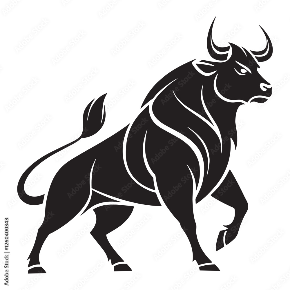 Fototapeta premium black silhouette of a bull