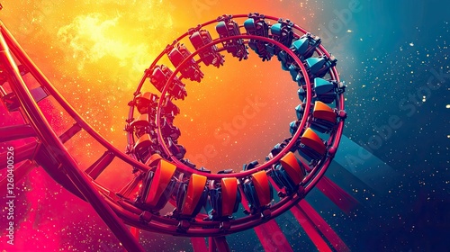 Cosmic Rollercoaster: A Thrilling Ride Through the Stars. Experience the ultimate adrenaline rush in this vibrant, dynamic artwork!