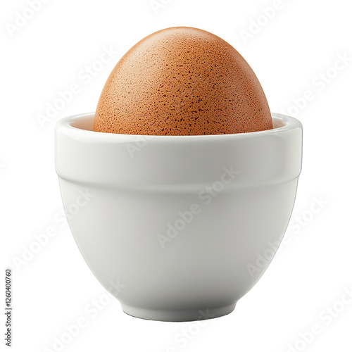 White egg cup with egg isolated on transparent background