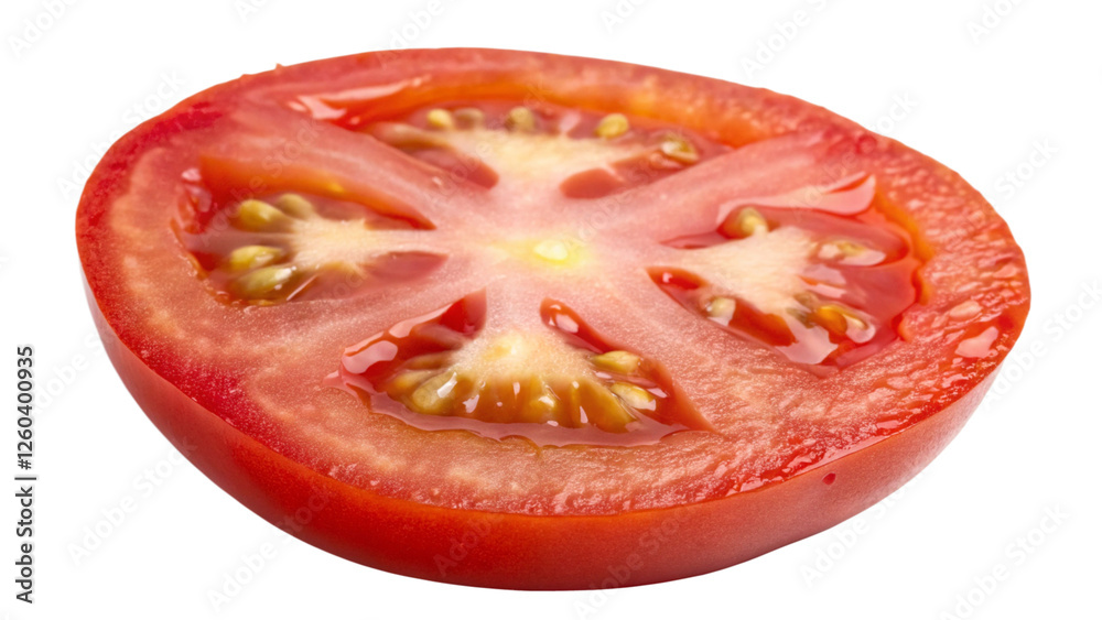 Tomato half isolated on white background. Tasty and healthy food. Flat lay Tomato half isolated on white background. Tasty and healthy food. Flat lay