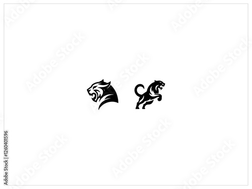 Panther vector logo on white background side view, panther icon, panther head, panther sticker and set .