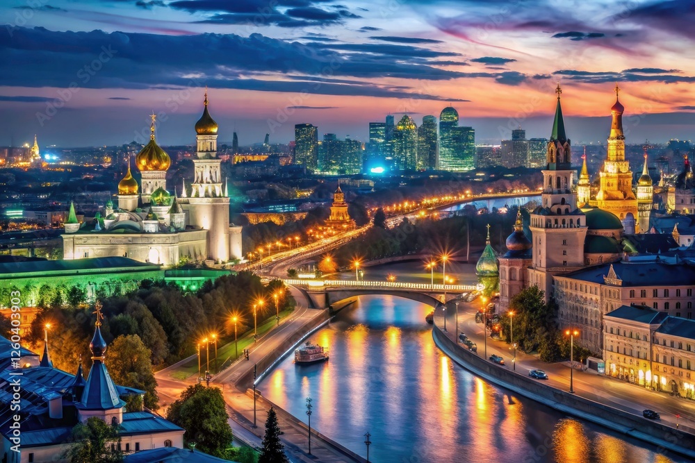 Explore Moscow's dazzling nocturnal beauty: stunning night photography reveals its iconic skyline. Explore Moscow's dazzling nocturnal beauty: stunning night photography reveals its iconic skyline.