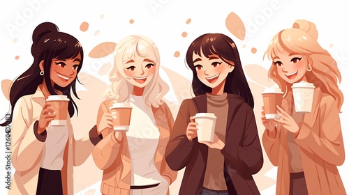 Cute Hot Latte Cartoon Vector Illustration