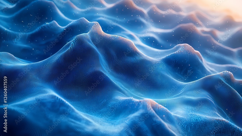 Fototapeta premium Serene Blue Ocean Waves: Captivating close-up of undulating water surfaces, evoking tranquility and depth, perfect for wellness and nature-themed projects.