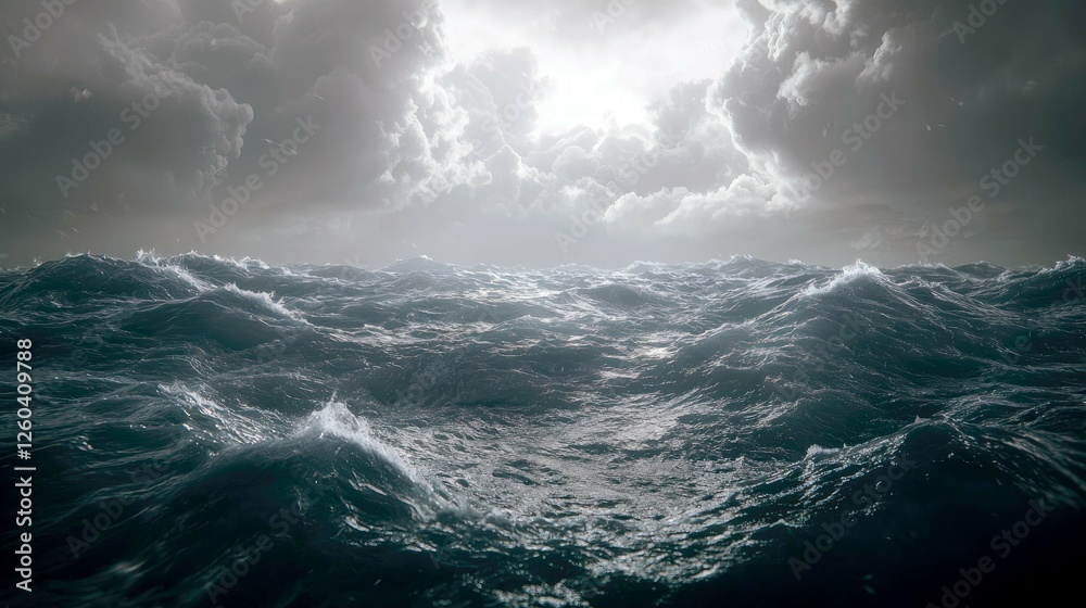 Fototapeta premium Turbulent Ocean: A Dramatic Seascape Under a Stormy Sky
