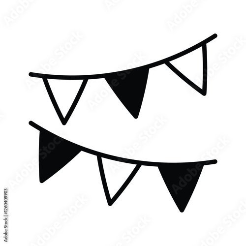 Flat editable vector of garlands, party decoration equipment