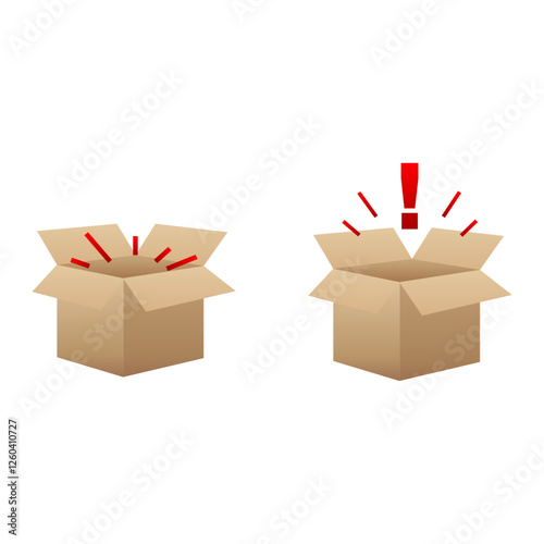 Warning box with an exclamation mark. Vector illustration