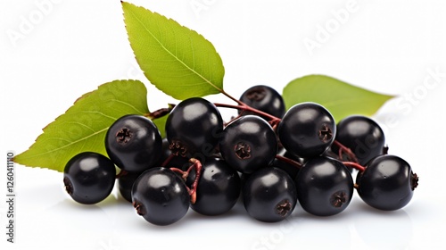 Isolated Black Chokeberry on White Background