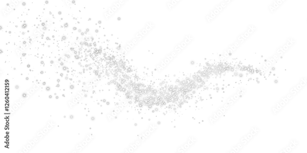 Obraz premium Fantastic white smoke background. Magic white smoke with glitter and small particles of twinkling stars. Fog with luminous particles. White vapor with stardust. Morning fog over land or water. PNG.