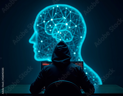 Cyber security protection private server database hacker background, software development, artificial intelligence work