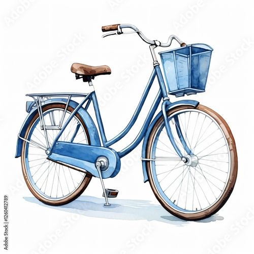 Blue Dutch Bicycle Isolated White Background