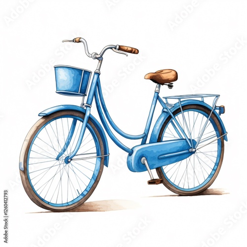 Dutch Blue Bicycle Isolated on White Background