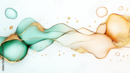 Gold and green line with a lot of glitter. Minimalistic background.