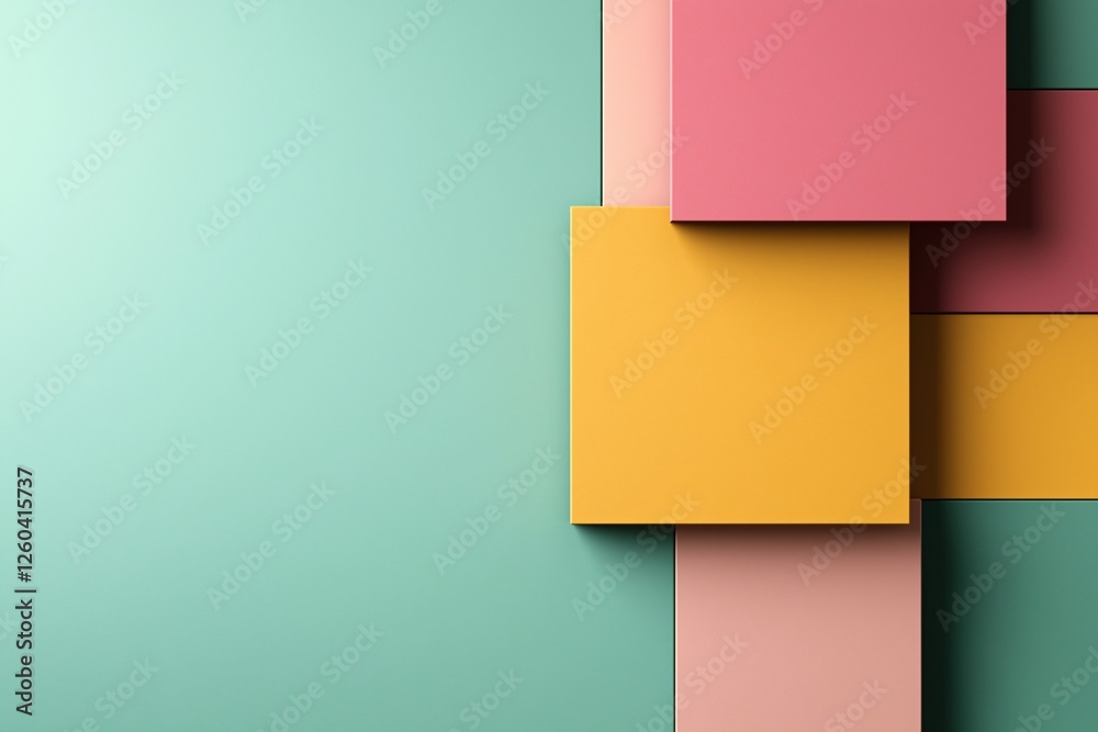 Fototapeta premium Abstract geometric background with overlapping colorful squares. Minimal style.