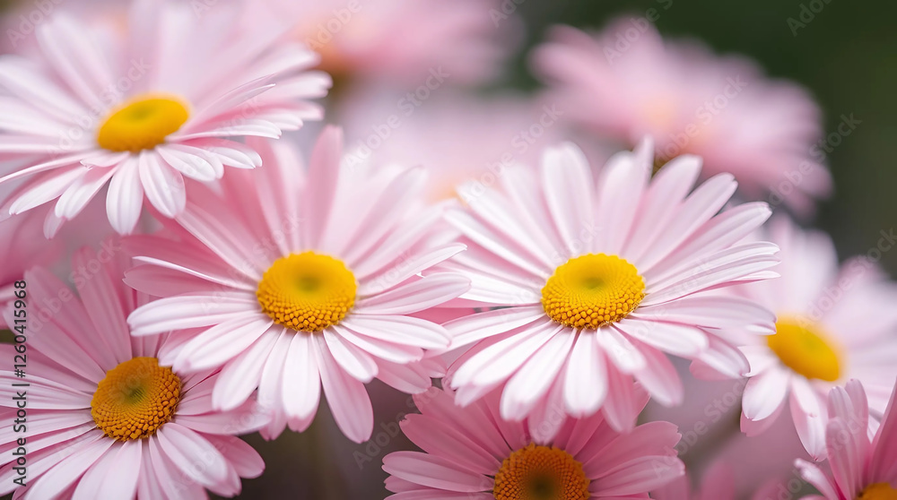 Fototapeta premium Beautiful Pink Daisies in Bloom with Soft Focus