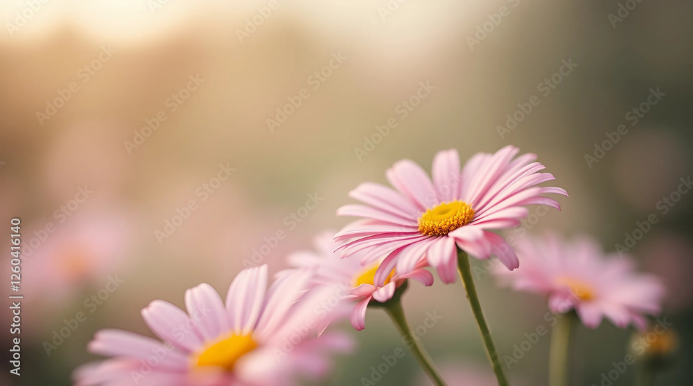 Beautiful Pink Daisies in Bloom with Soft Focus Beautiful Pink Daisies in Bloom with Soft Focus