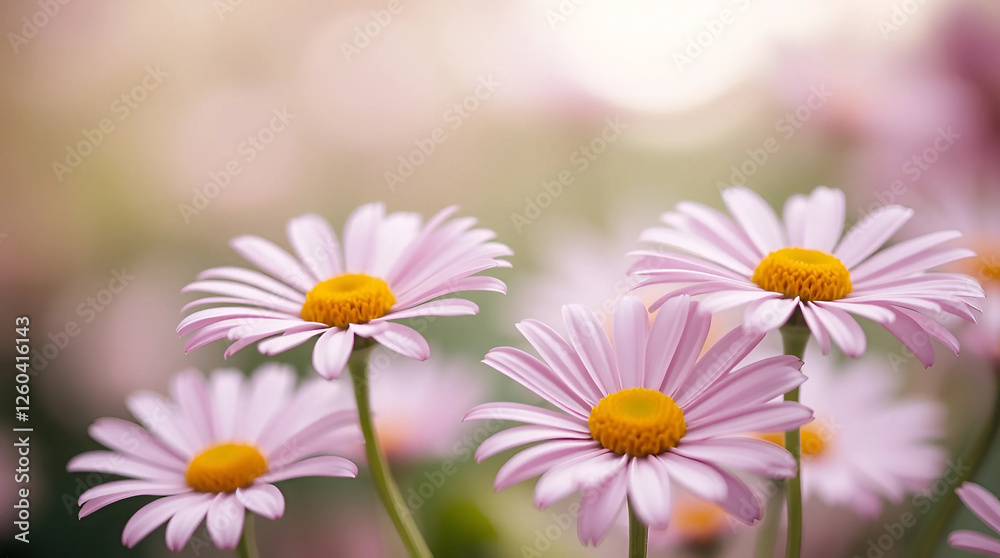 Beautiful Pink Daisies in Bloom with Soft Focus Beautiful Pink Daisies in Bloom with Soft Focus