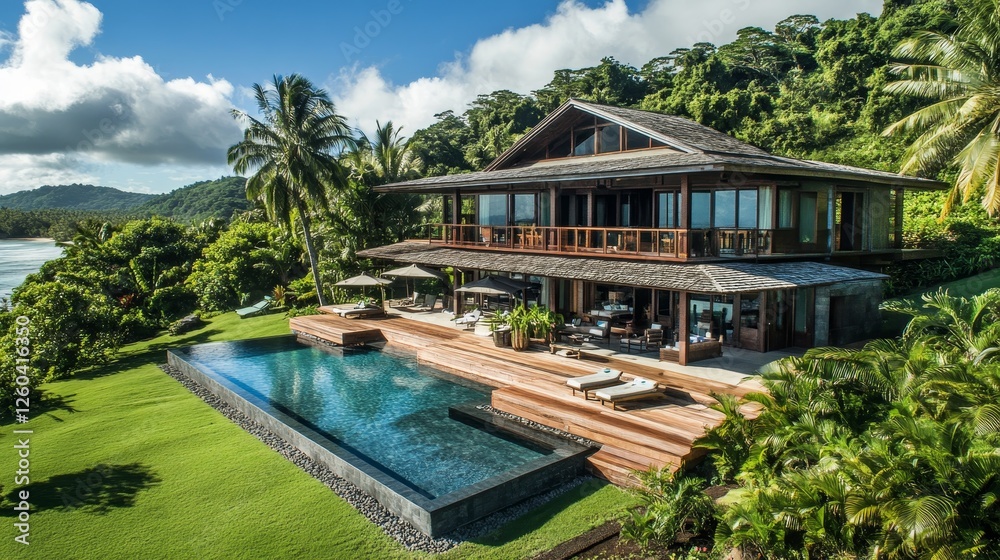 Naklejka premium A beach house in Samoa.