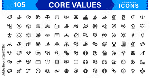 Core Values Icon Set. Minimal and Modern Vector Icons for Integrity, Ethics, Leadership, UI, Web, Mobile, and Business Graphic Design Projects