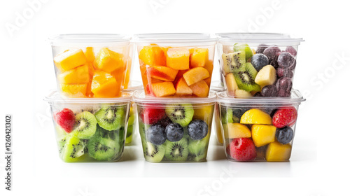 Wallpaper Mural A set of clear plastic containers filled with fresh fruit on white background Torontodigital.ca