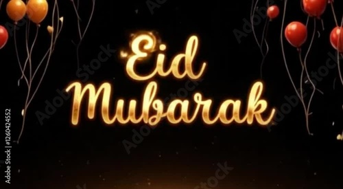 Eid Mubarak Text Animation with Islamic Festive Theme
