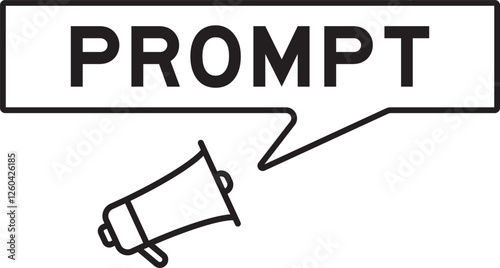 Megaphone icon with speech bubble in word prompt on white background