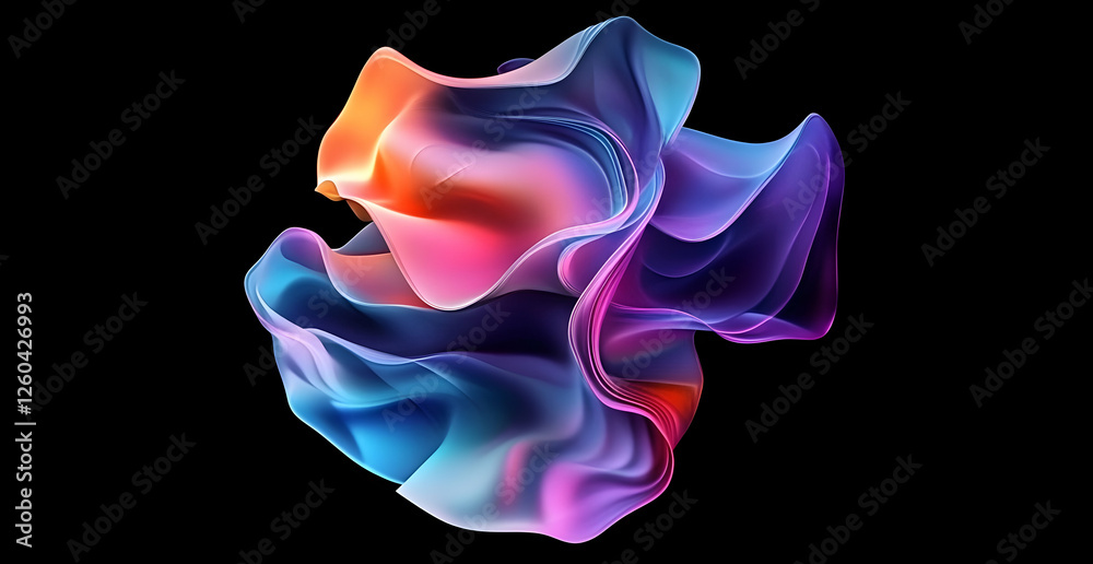 Obraz premium Abstract fluid 3D render, colorful shapes on a dark background.