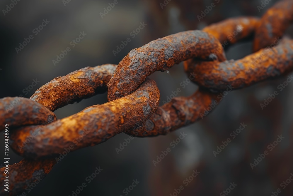 A rusty chain is shown in a close up A rusty chain is shown in a close up