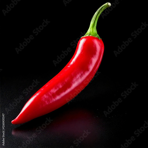 A big red chili pepper isolated on a black background photo