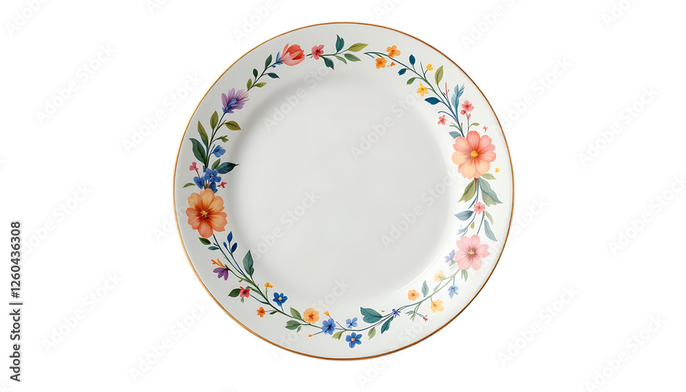Elegant Dinner Plate with Floral Border Design Elegant Dinner Plate with Floral Border Design