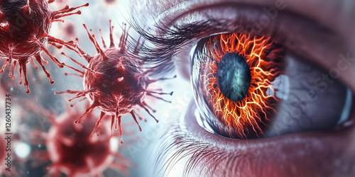 Blepharitis, Conjunctivitis condition concept, eye infection photo