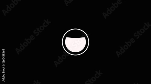 Fluid fill transparent counter in circle infographic motion graphics. Flat style loading animation. white color and black background.