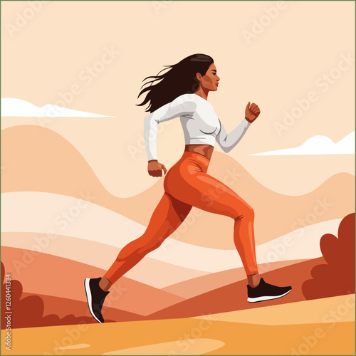Woman Running Outdoors in Sportswear Promoting Fitness and Healthy Lifestyle