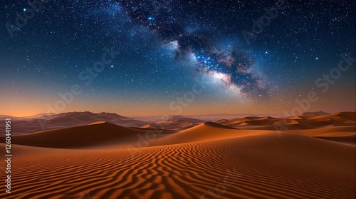 Stunning Milky Way over a vast desert landscape.