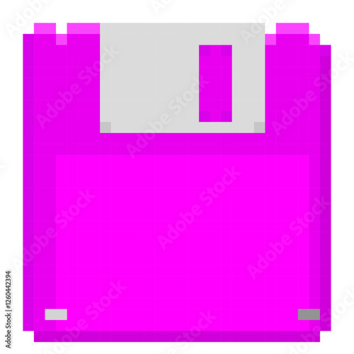 レトロでかわいいマゼンダピンクのフロッピーディスクのドット絵アイコン