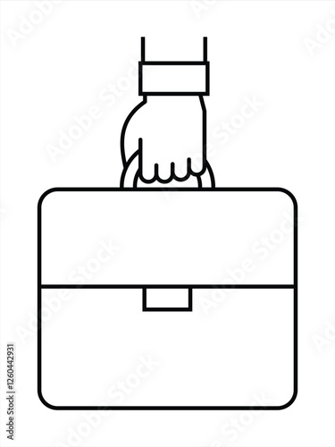 Minimalist Line Drawing of a Hand Holding a Briefcase Symbol