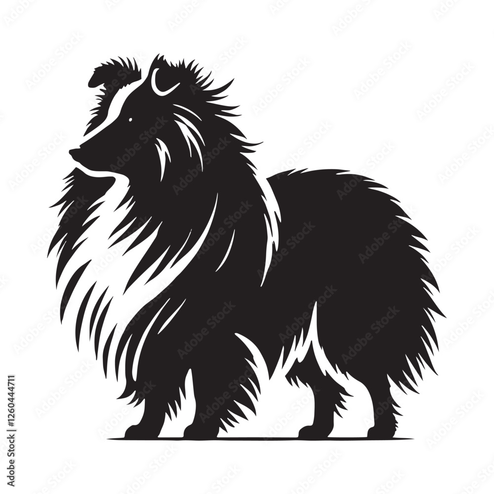 Fototapeta premium Shetland Sheepdog silhouette capturing a strong and graceful stance - Shetland Sheepdog illustration - minimal Shetland Sheepdog vector - dog silhouette 