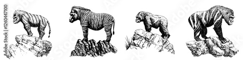 Evolution of a mythical creature showcasing unique features and landscapes with artistic flair