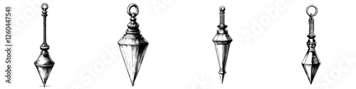 Various designs of plumb bobs illustrating traditional and contemporary styles of this essential construction tool