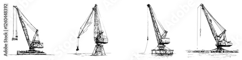 Heavy cranes operate at a busy dock during the day, showcasing their work on various cargo ships