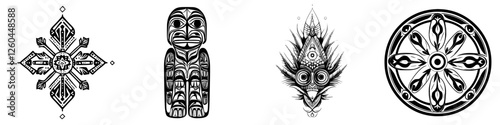Unique tribal symbols and carvings showcasing cultural artistry and spiritual significance in traditional crafts