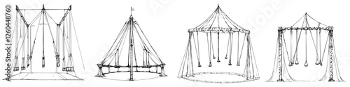 Collection of traditional circus tent designs showcasing various styles and structures for outdoor events