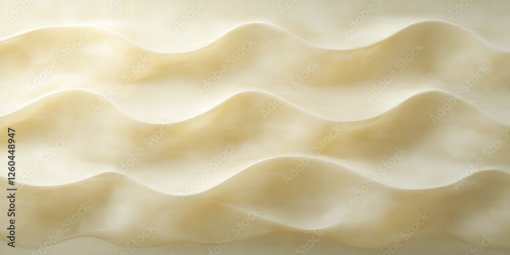 Fototapeta premium 3D Wavy Lines Texture Seamless, Elegant Abstract Background in Pastel Ivory, Minimalist Backplate