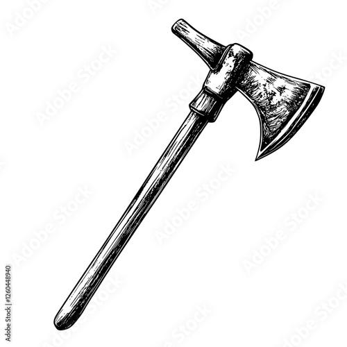 Historic woodcutter's axe with detailed craftsmanship and traditional design displayed prominently